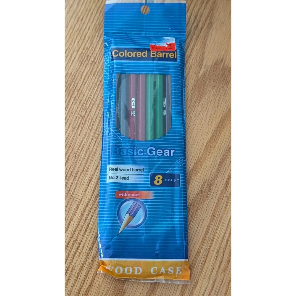 Basic Gear No 2 HB Pencils 8 Count Colored Barrel Wood Case Vintage 2004 Target